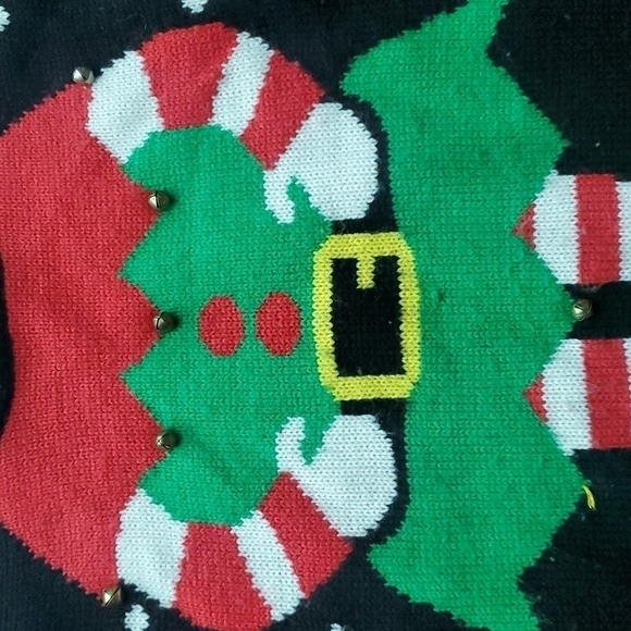 Kids Ugly Christmas Sweater w/Elf and bells - Acrylic - Picture 4 of 8